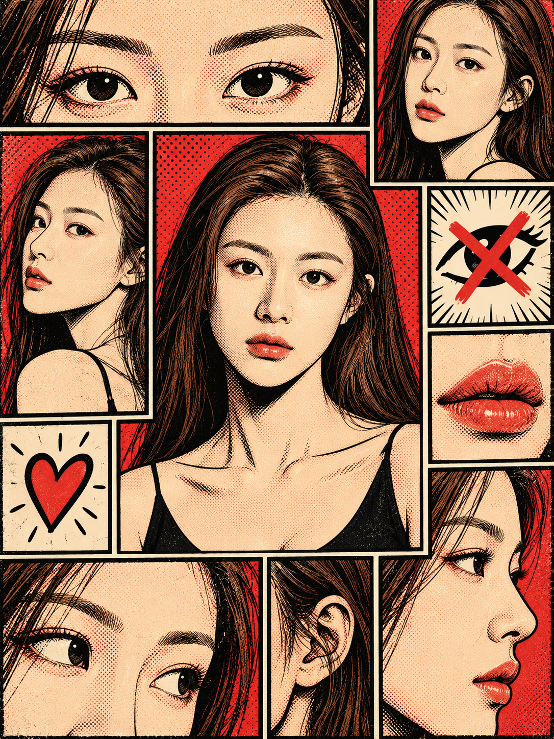 复古波普漫画拼贴肖像海报 — AI image creation