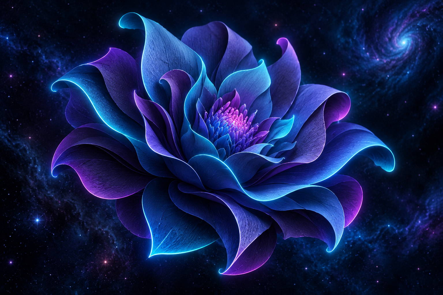 星空中的霓虹纸艺花朵壁纸
