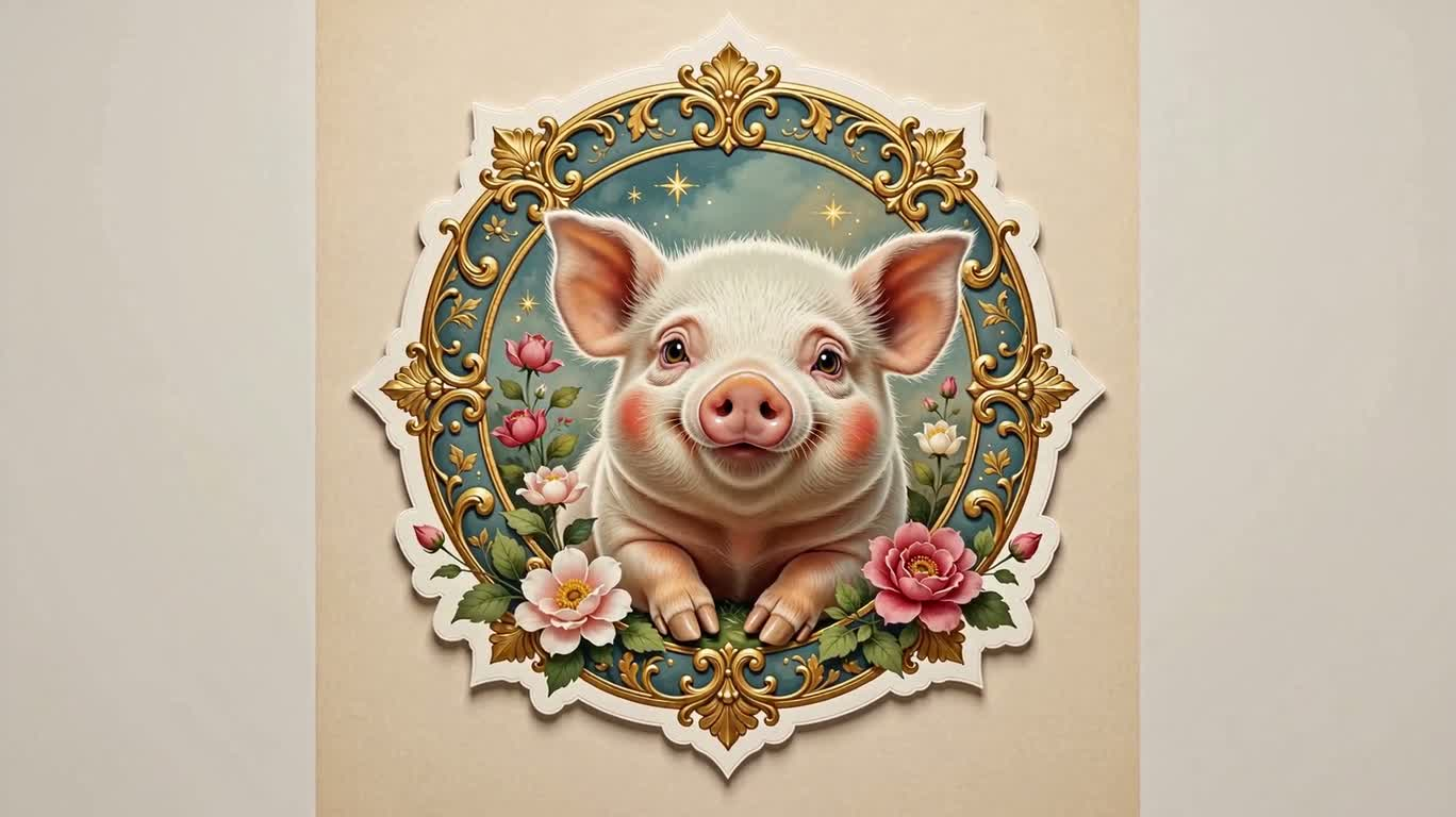 奇趣小猪贴纸数字绘画