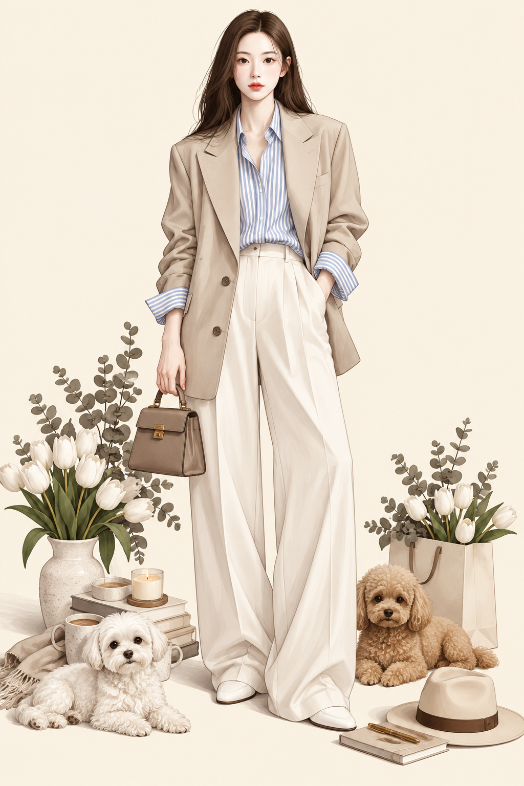 高端时尚女性生活方式艺术插画