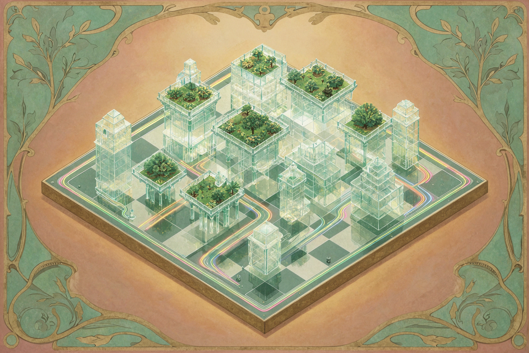 Glass Chessboard District · Art Nouveau Deco — AI image creation