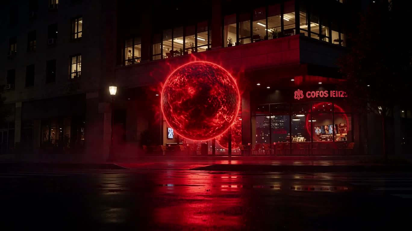 咖啡馆外的赤红邪 orb — AI video creation
