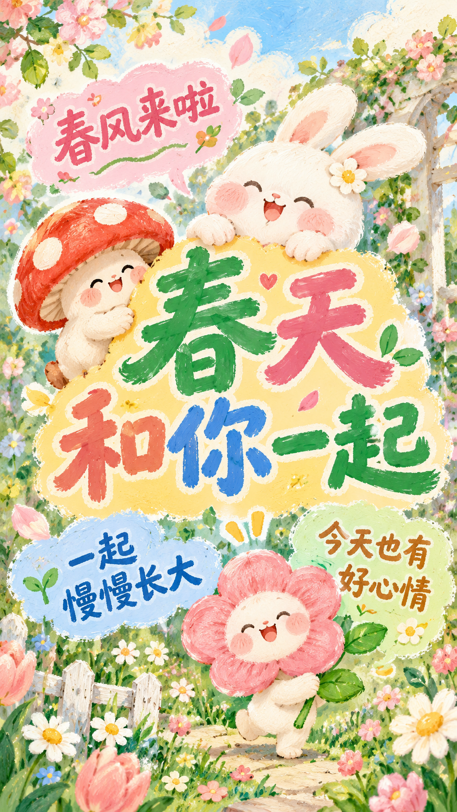 治愈系童趣绘本文字插画海报模板