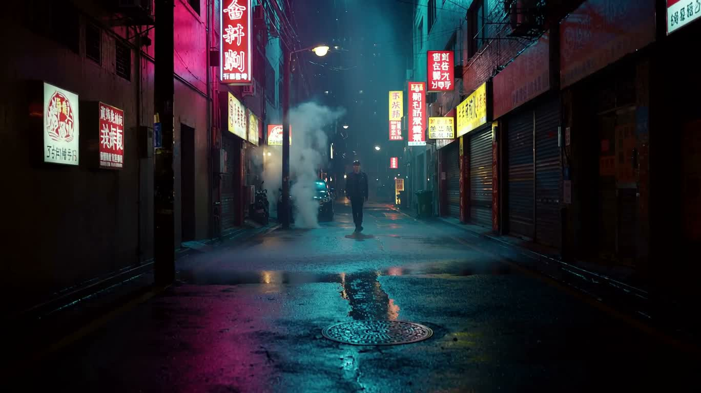 네온 비의 골목