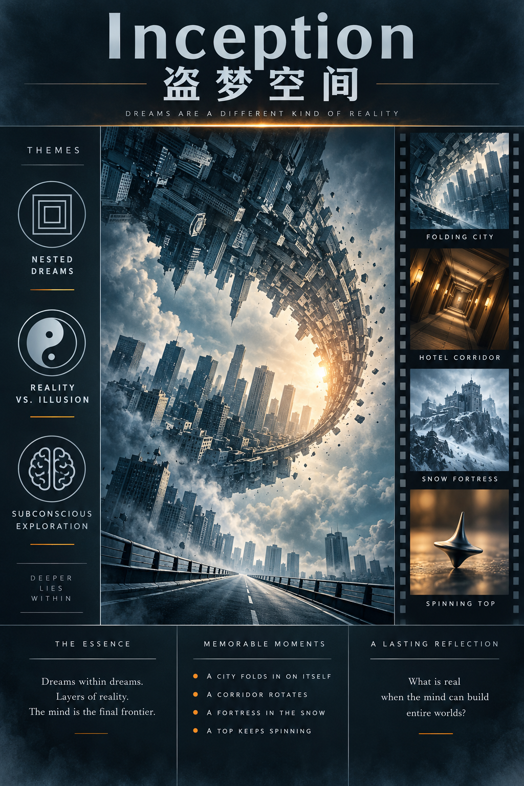 Modèle d'affiche infographique narrative cinématographique