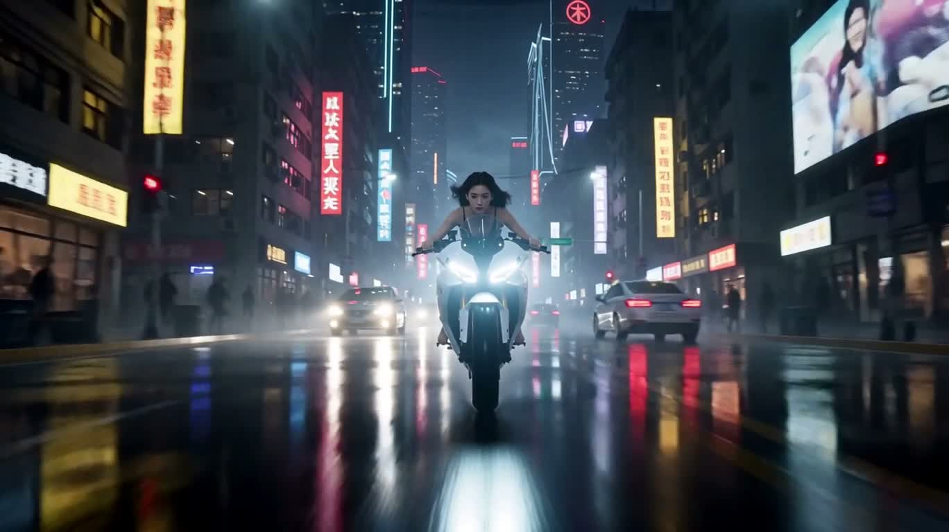 Ville de pluie néon : transformation du cavalier mécanique platine