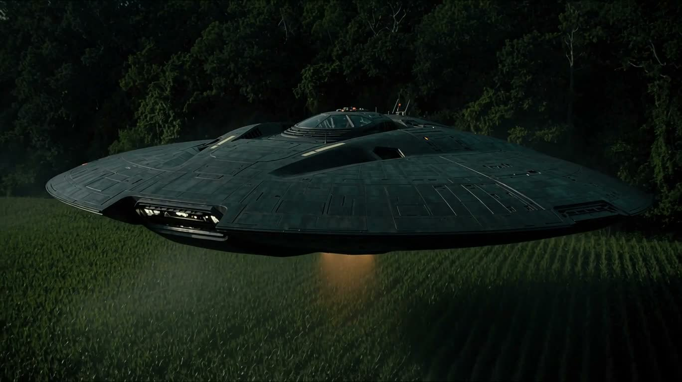 月霧に浮かぶ黒いマンタUFO