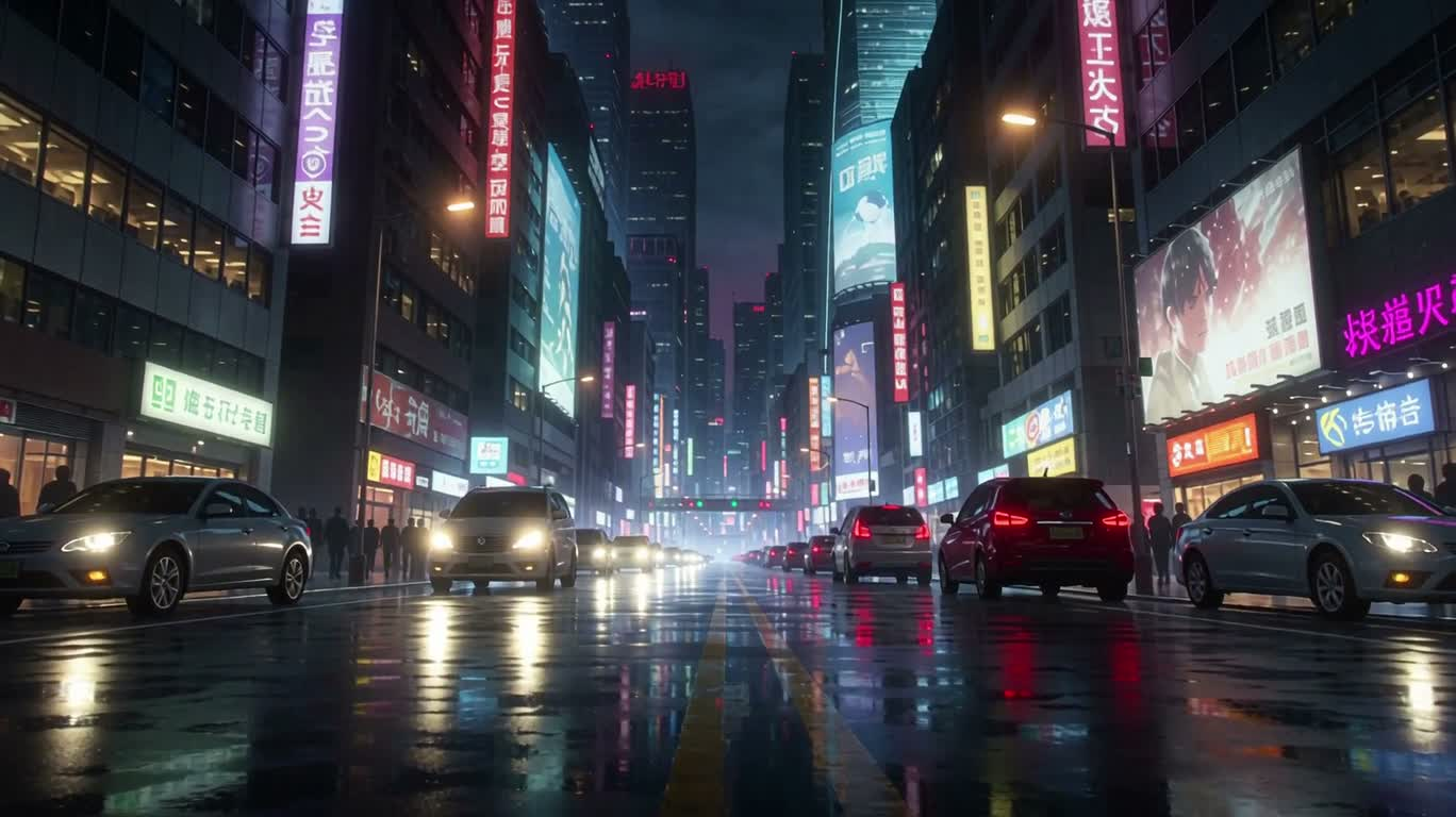 霓虹雨夜:从电影质感到动漫决战