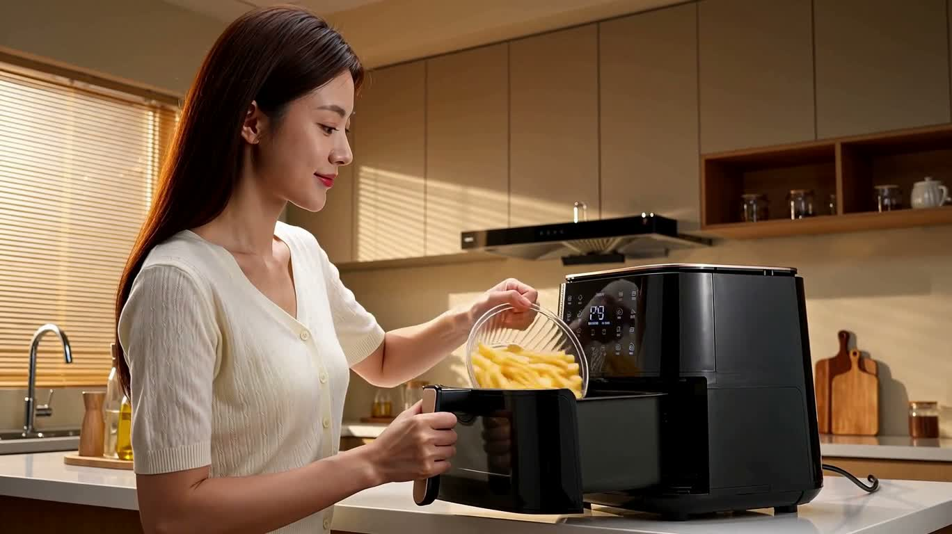 Publicité gourmande pour friteuse à air intelligente