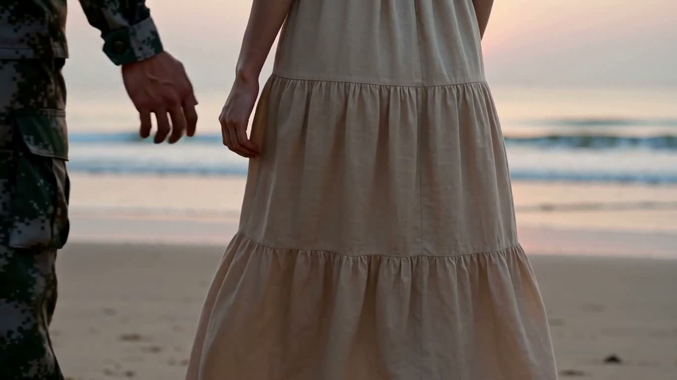 Étreinte à l'aube sur la plage