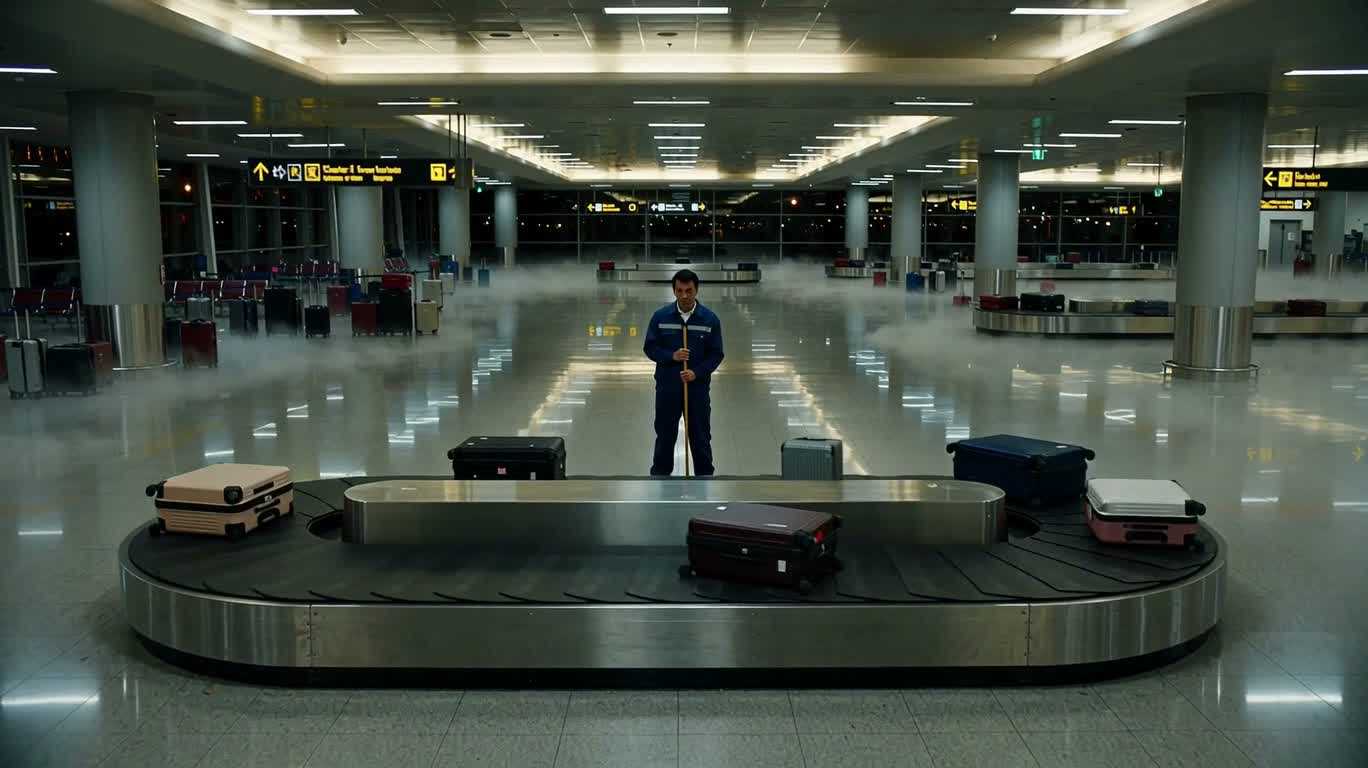 Bizarre Transformation at the Late-Night Airport Baggage Carousel