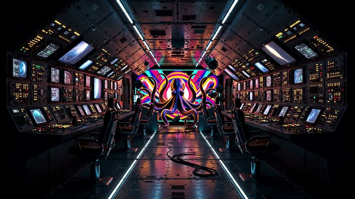 Poulpe Art déco dans une station spatiale