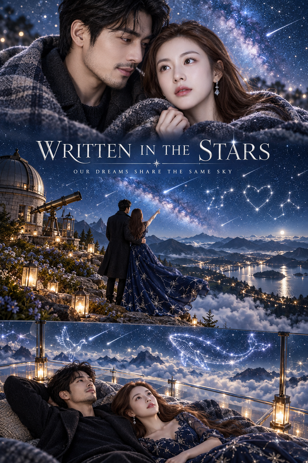 Fictional Stargazer Couple Cosmic Romance Poster