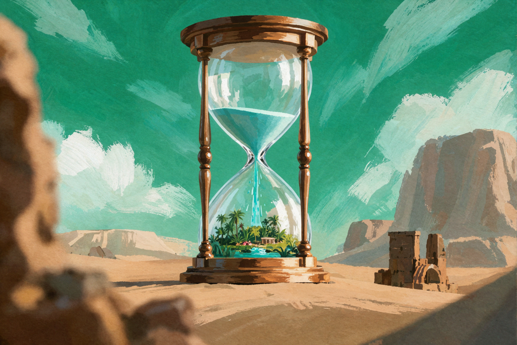 Hourglass Oasis · Picture Book Impasto