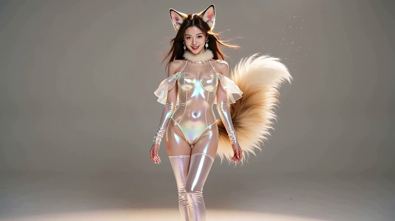晨光中的虹彩狐系女性肖像