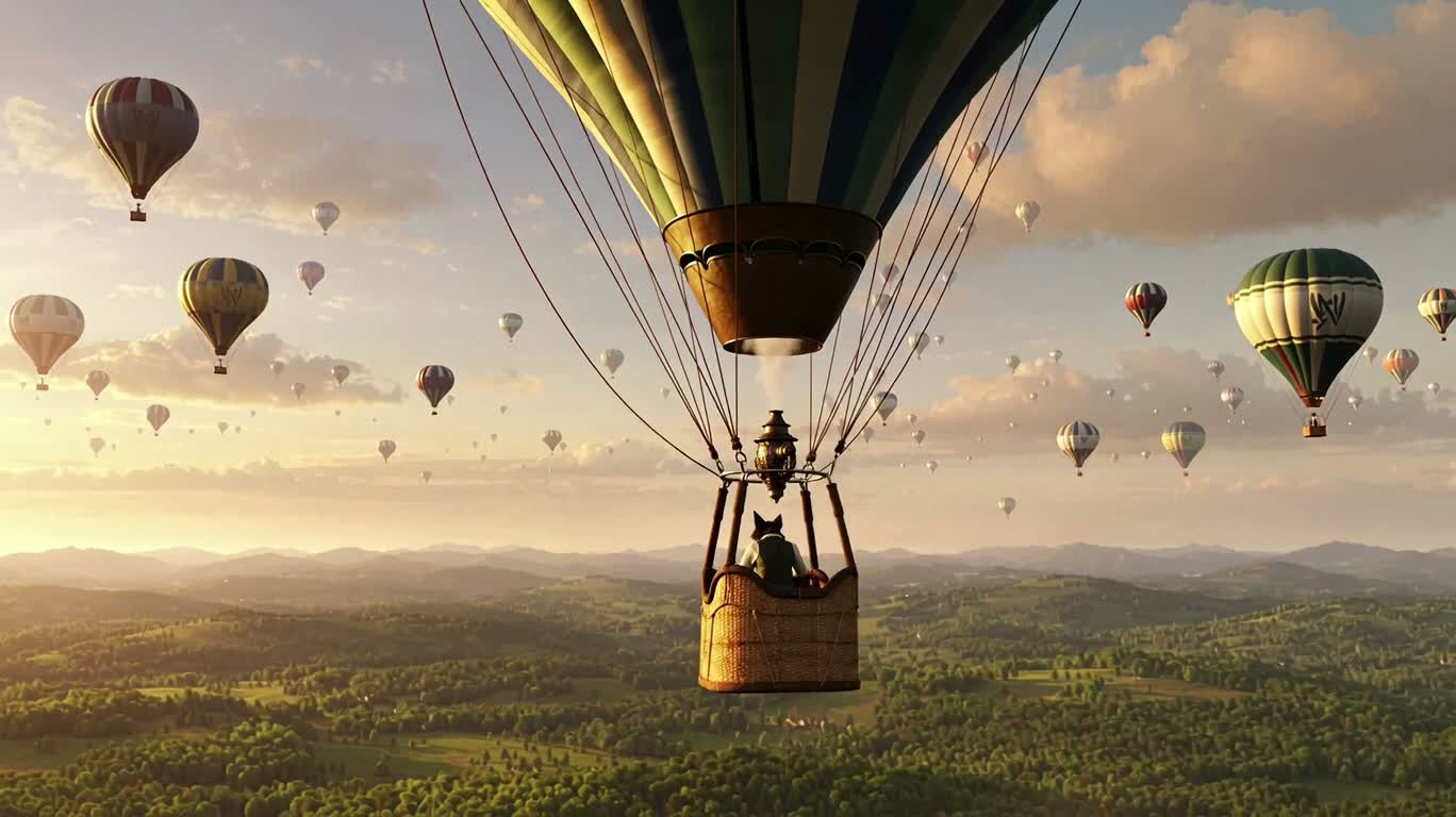 Steam Airship Above the Misty Forest — AI video creation