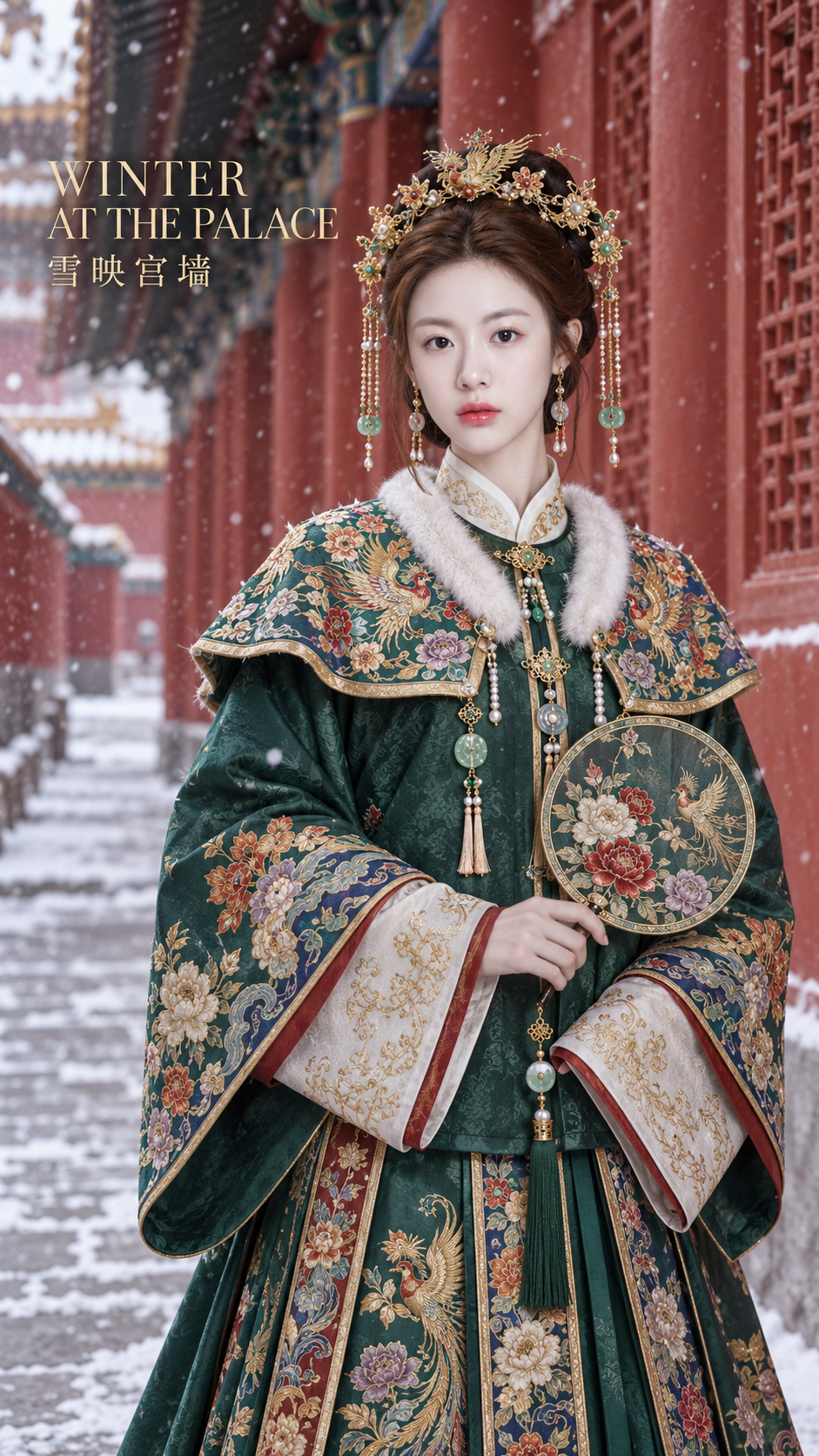 故宫雪景明制灵感华服封面 — AI image creation