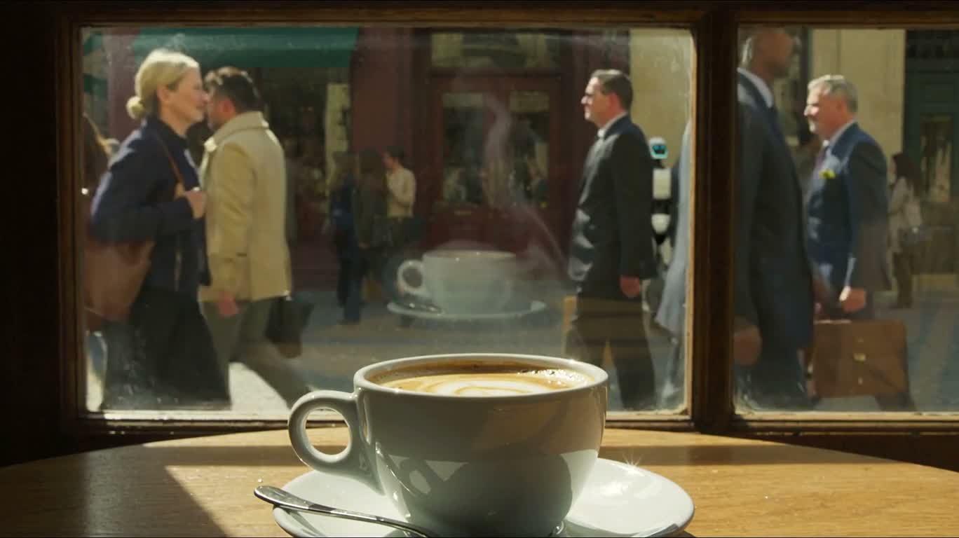 Coffee by the Window and Robot Pedestrians — AI video creation