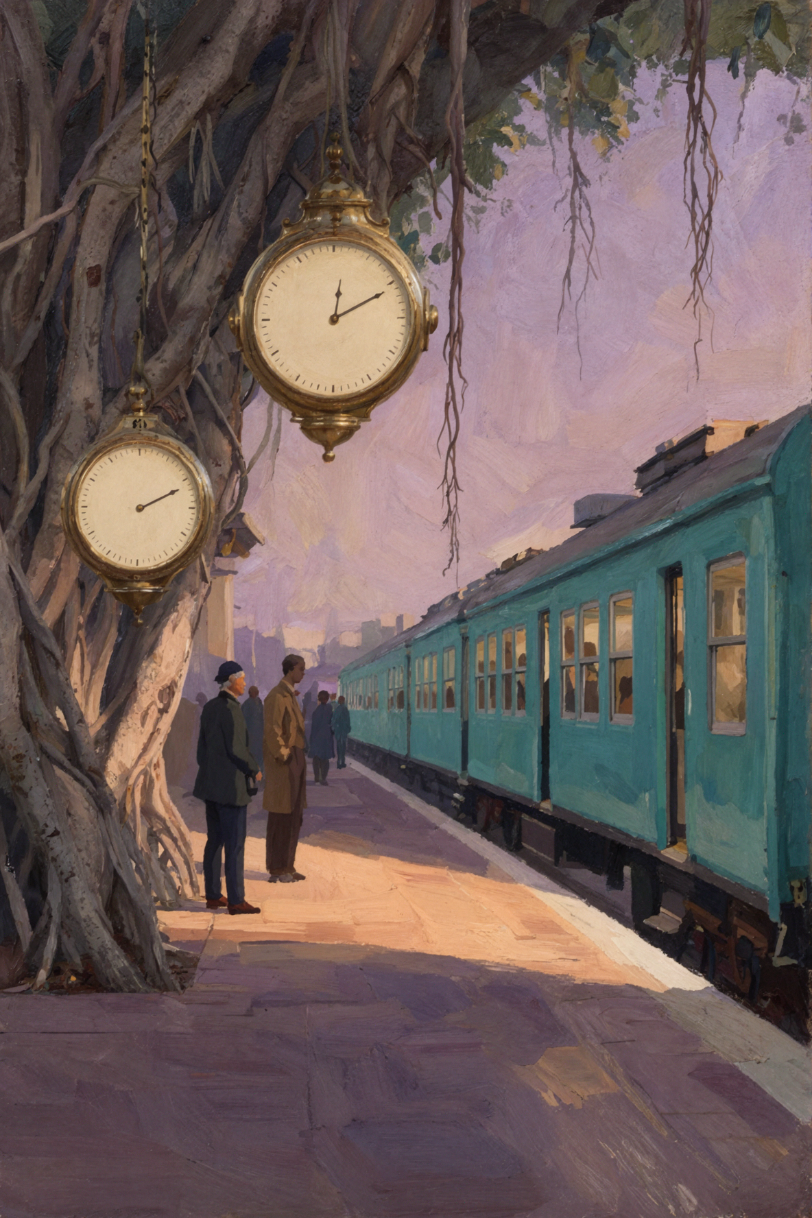Gare de l'Arbre Ancien · Peinture à l'huile classique