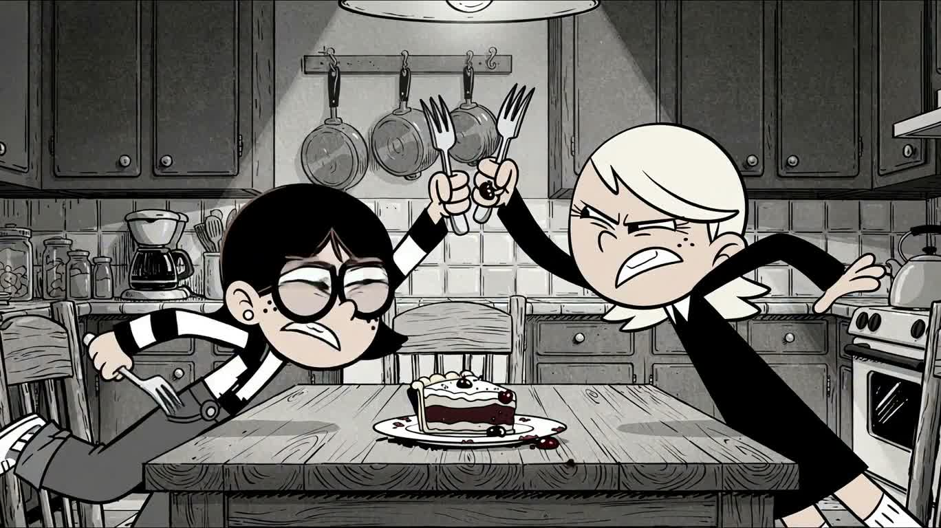 Black-and-White Manga Kitchen Pie Scramble
