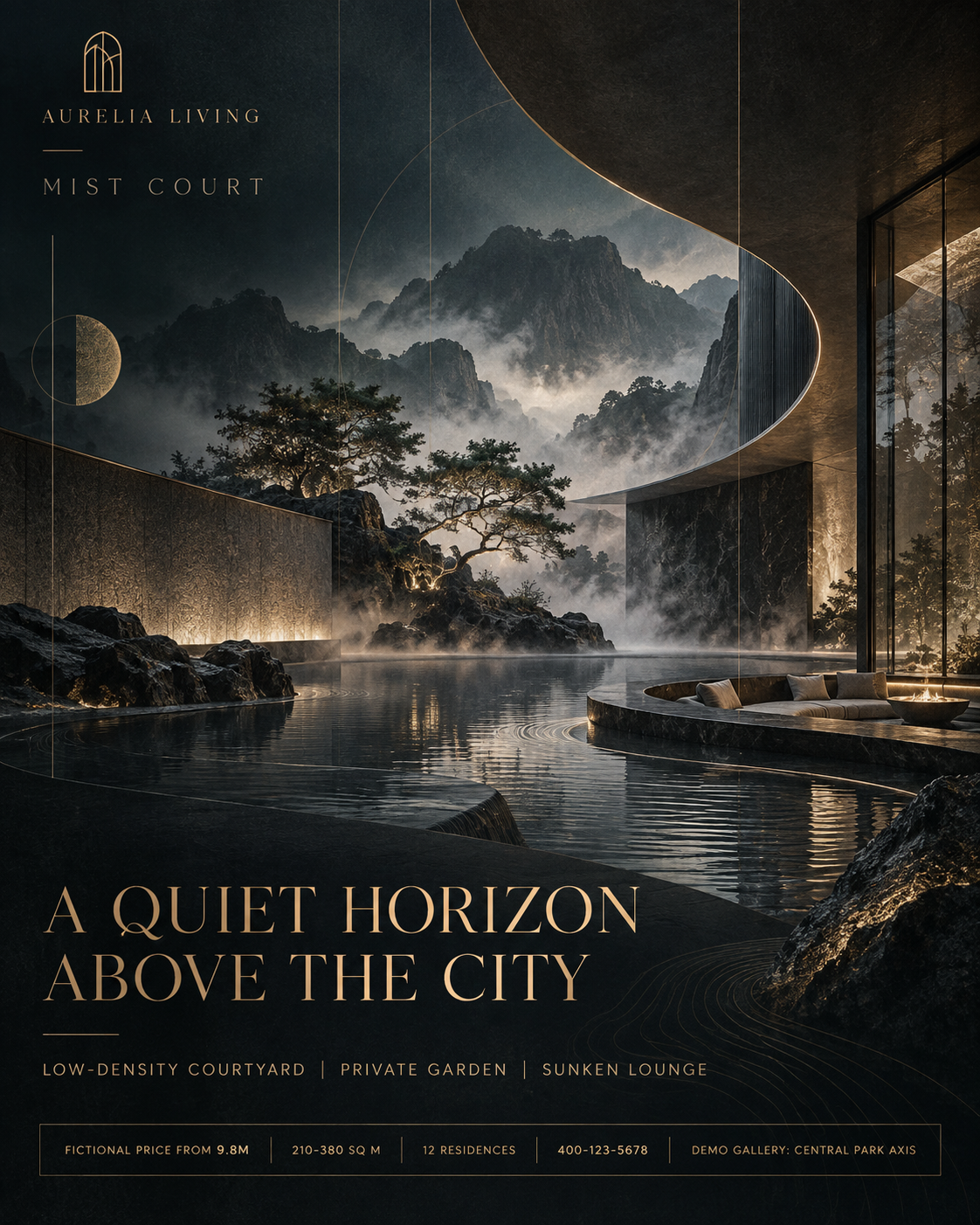 Fictional Dark-Luxury Real-Estate Art Poster