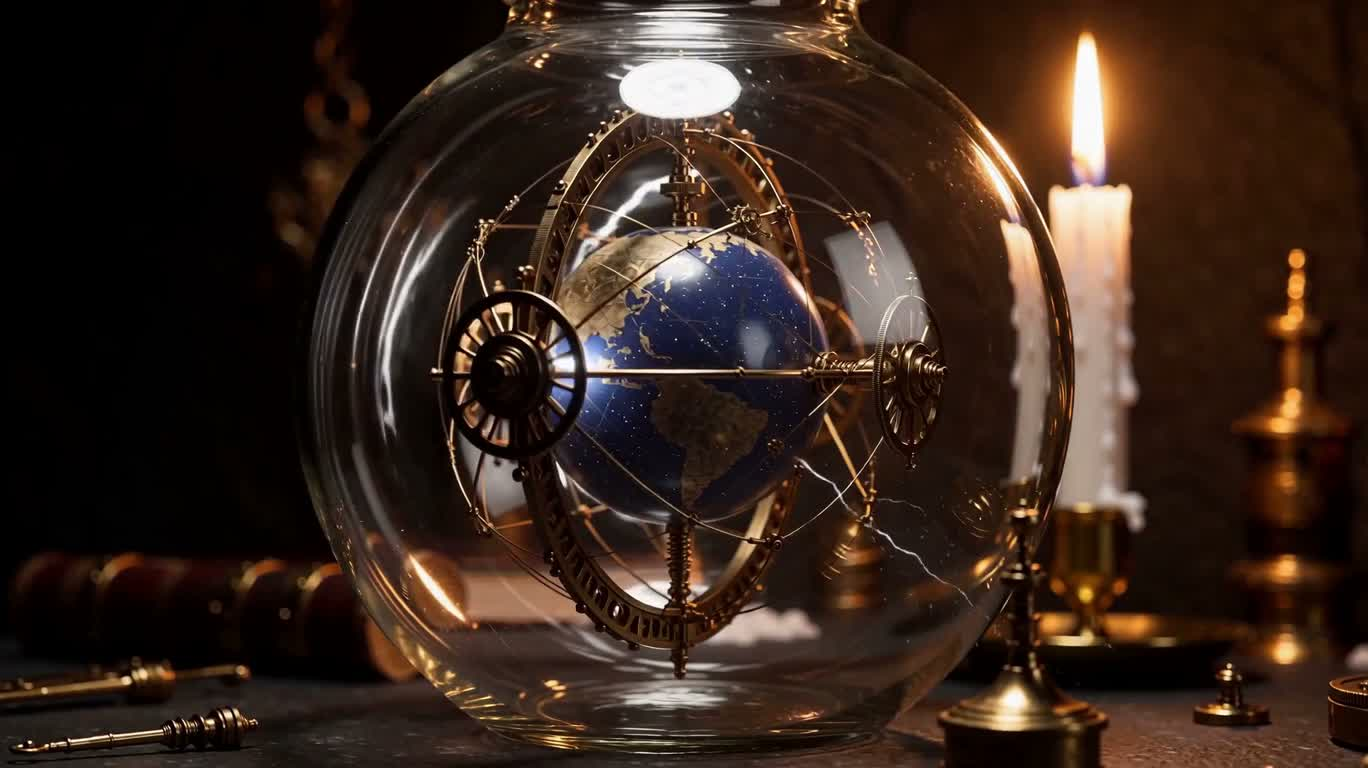 Astrolabe steampunk de porte des étoiles dans une bouteille en verre