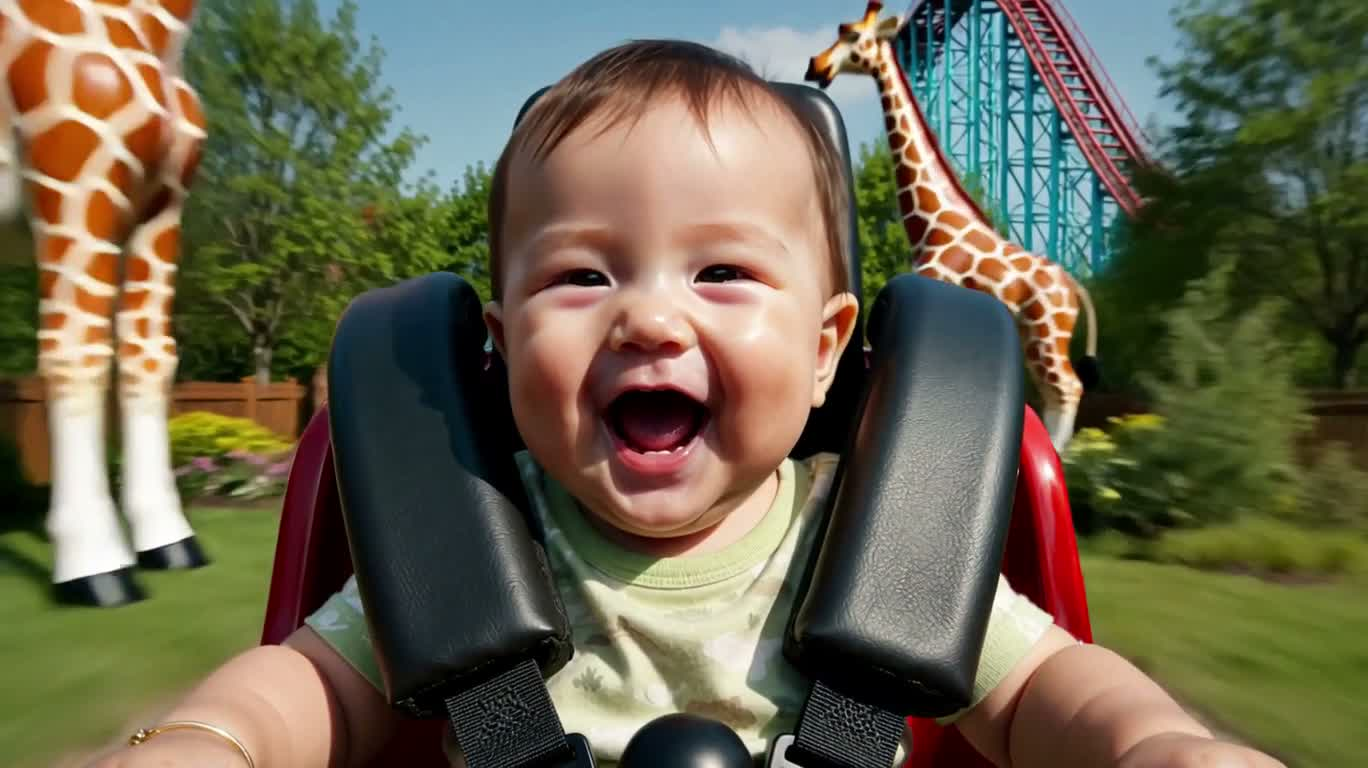 Baby Laughing on a Roller Coaster