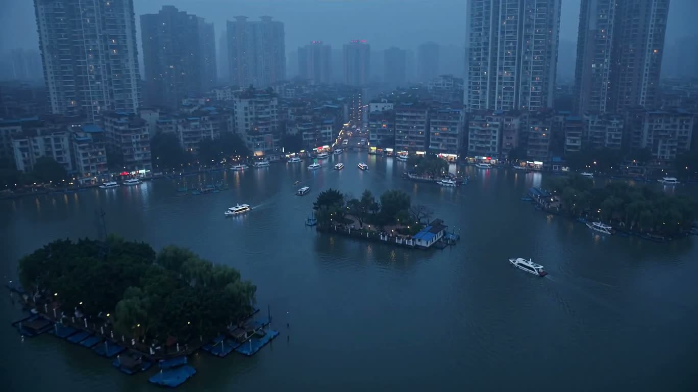 Blue Dusk Floating City