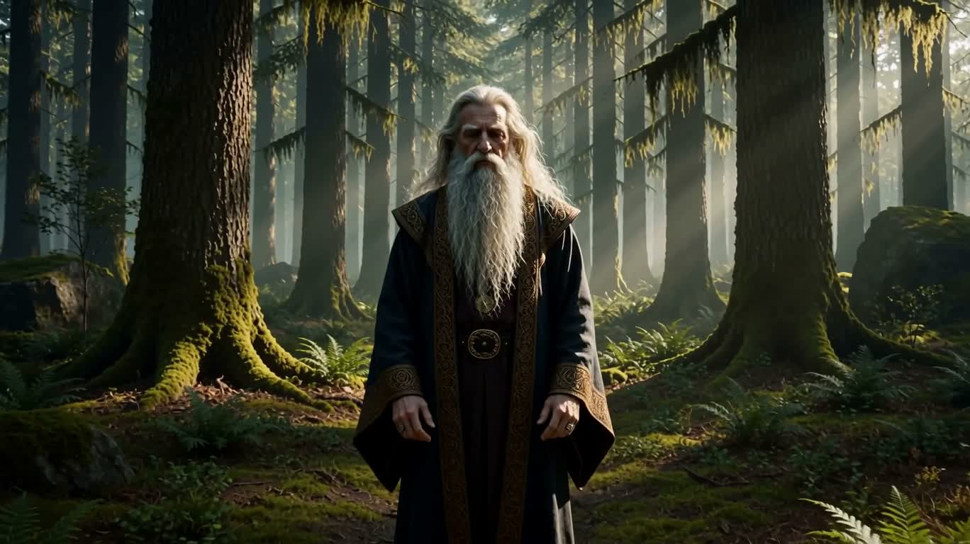 Wizard Casting a Spell in the Forest