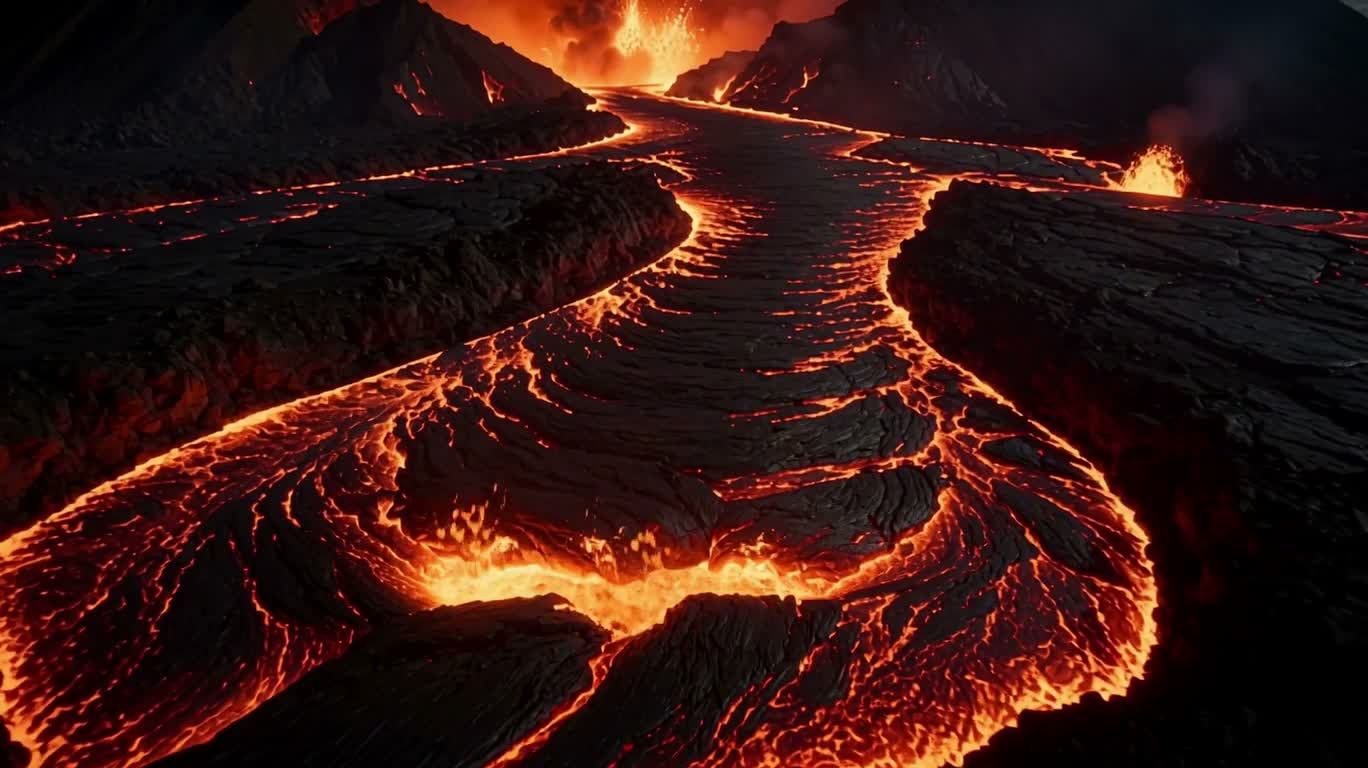 夜幕火山雷暴