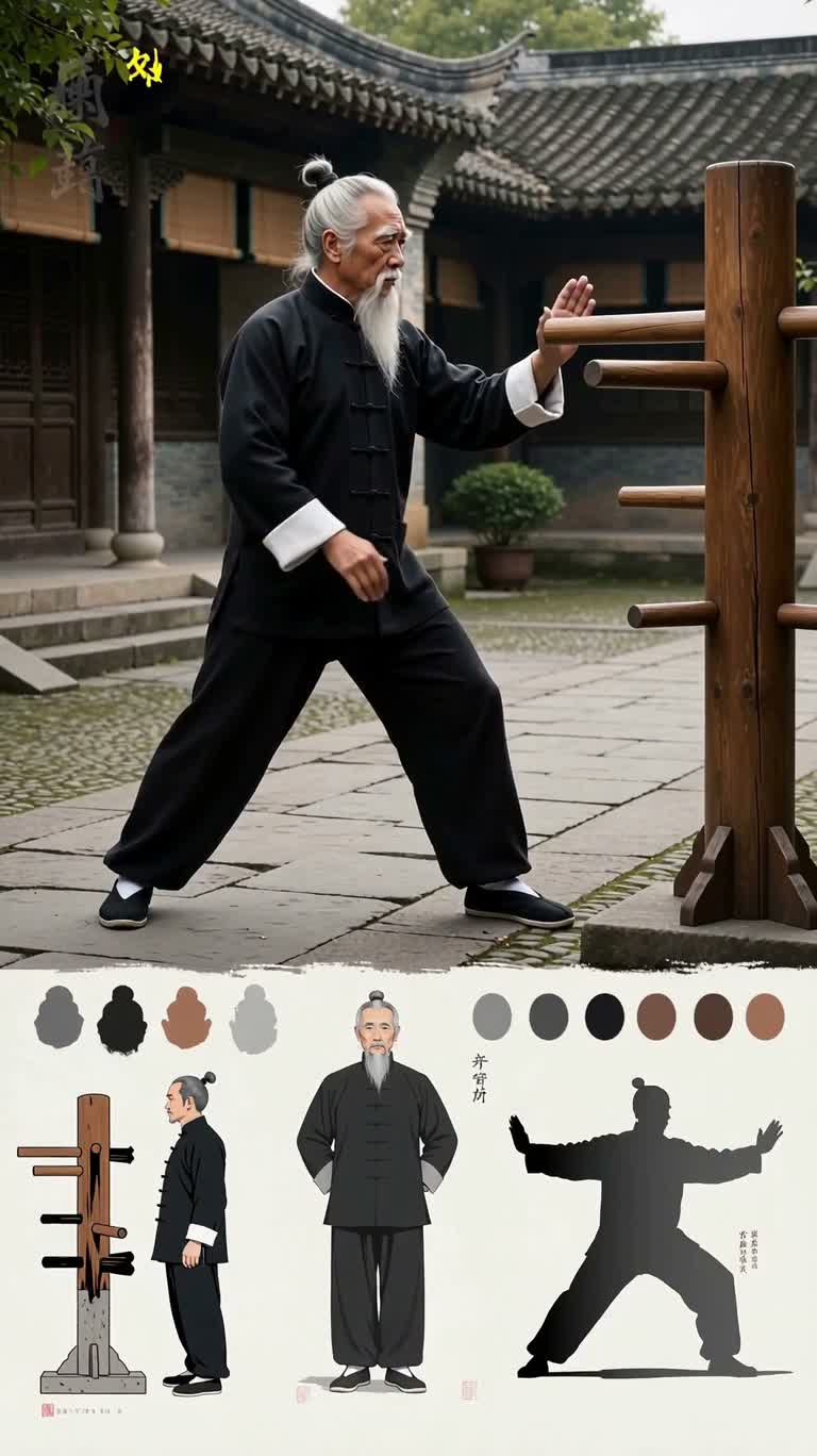 찬 사부의 영춘권 목인장 수련