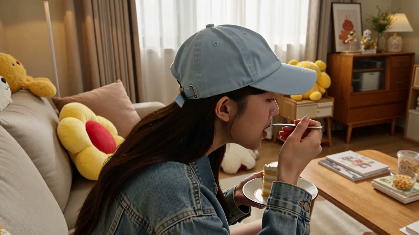 沙发上的俏皮猫尾恶作剧 — AI video creation