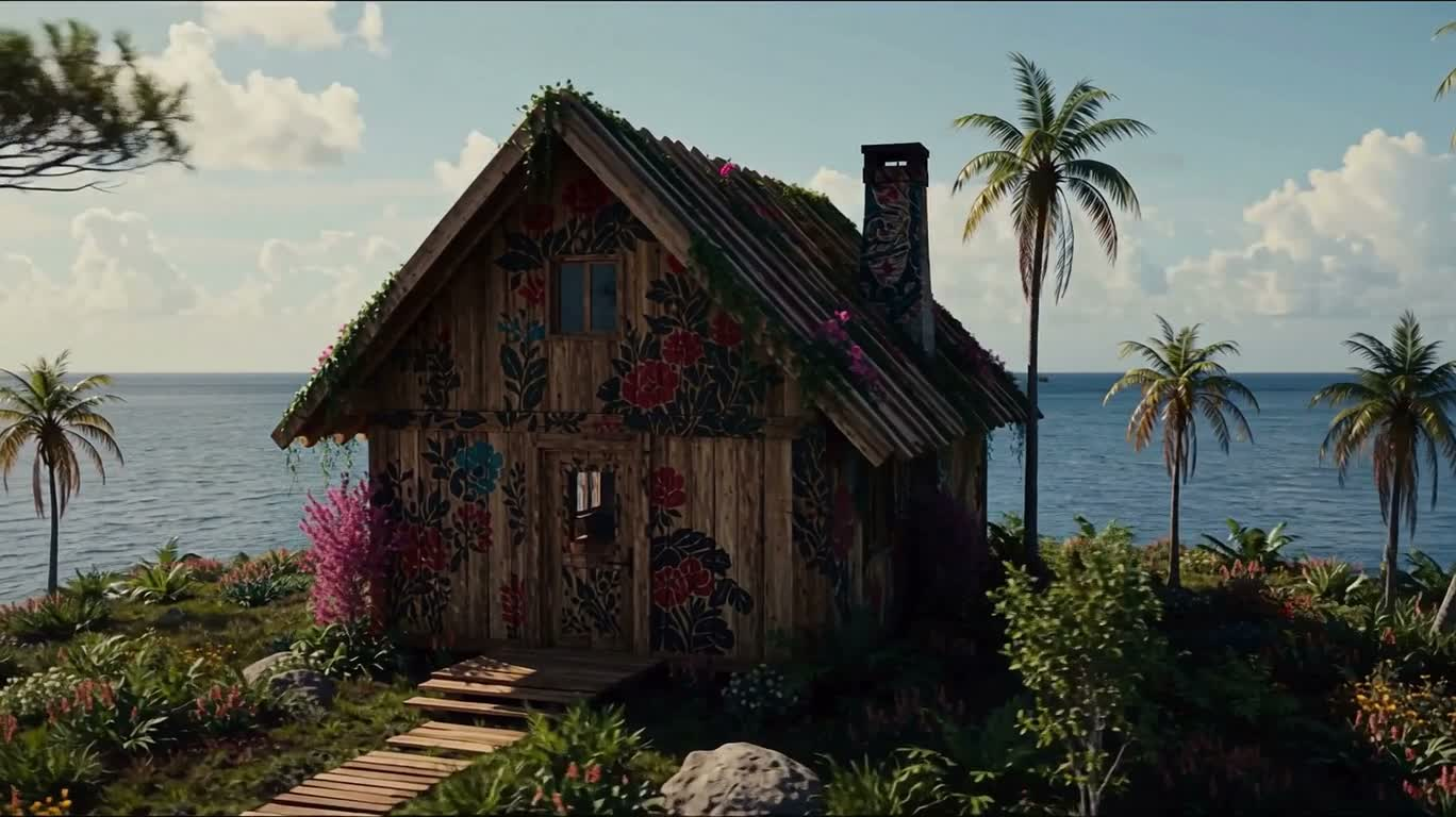 Wooden House in an Island Wonderland