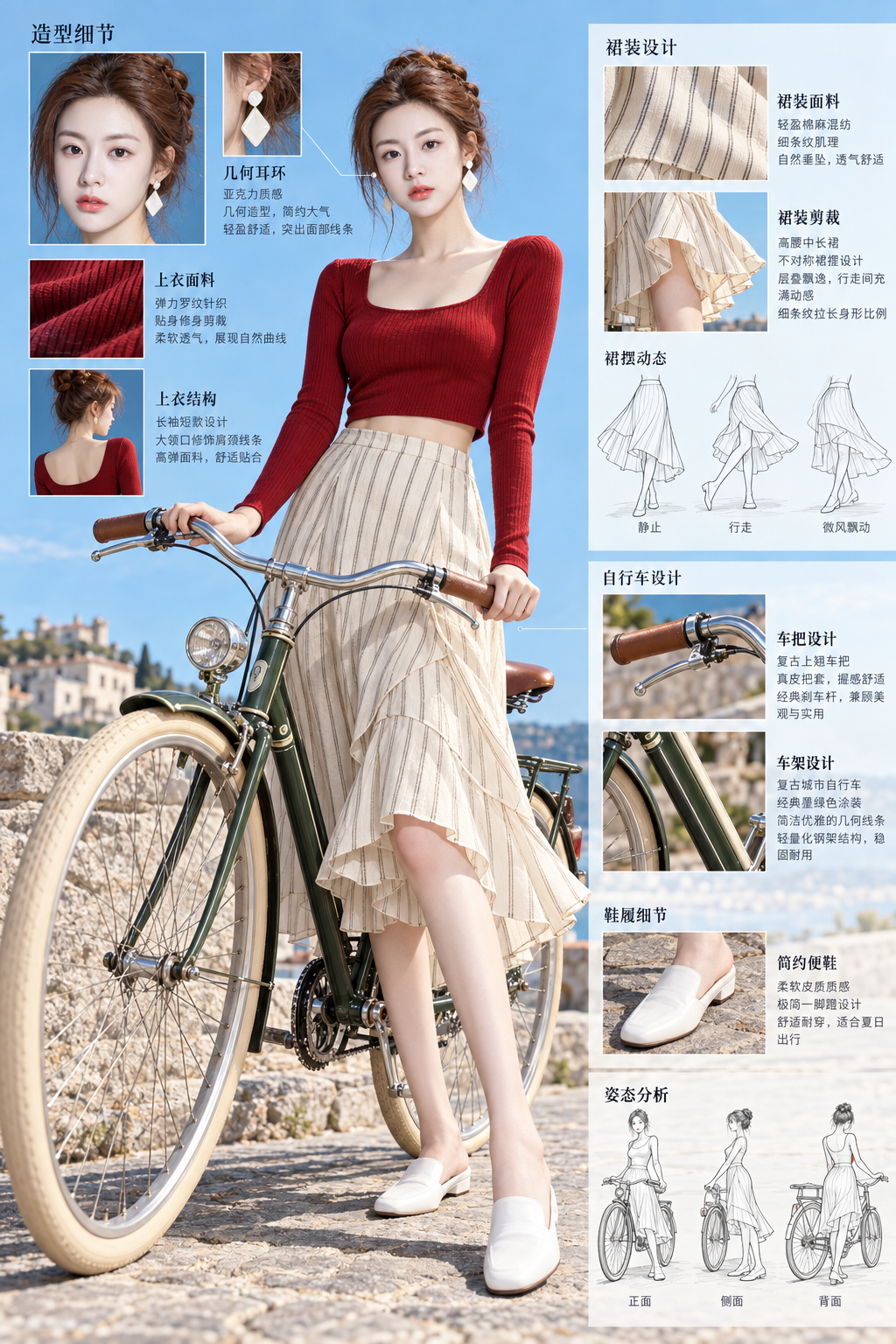 ヴィンテージ自転車と夏のファッションコンセプト