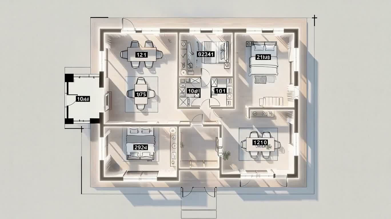 Plan architectural transformé en maison japonaise