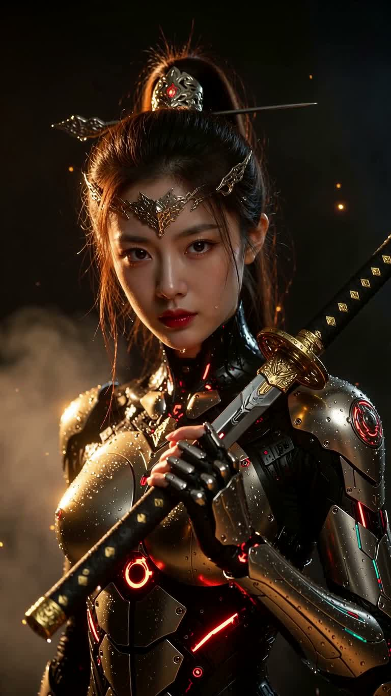 霓雾中的赛博武士 — AI video creation