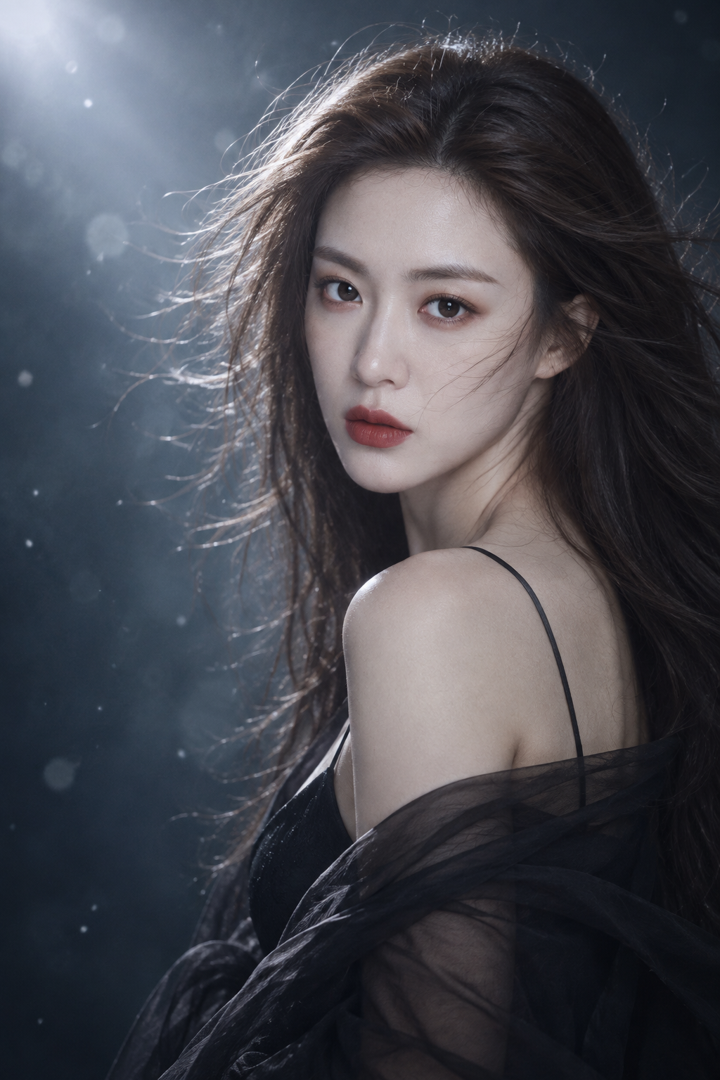 风掠青丝与冷暖孤影人像 — AI image creation