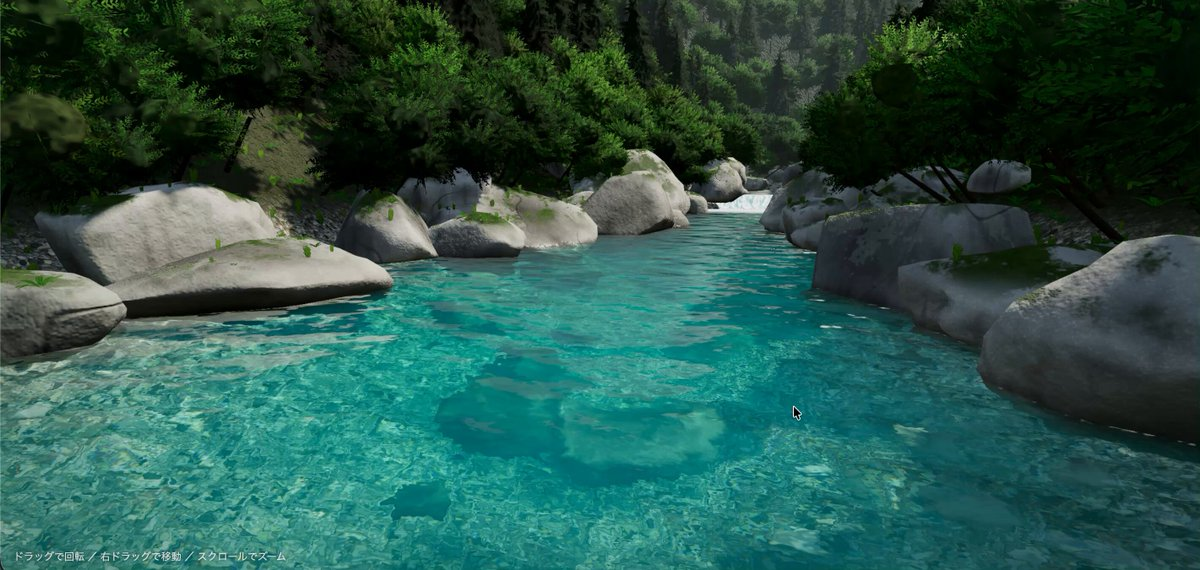 Three.js制作的清澈溪流场景