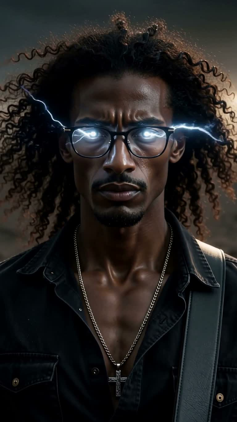 Electric Guitar Ranger on Storm Planet — AI video creation