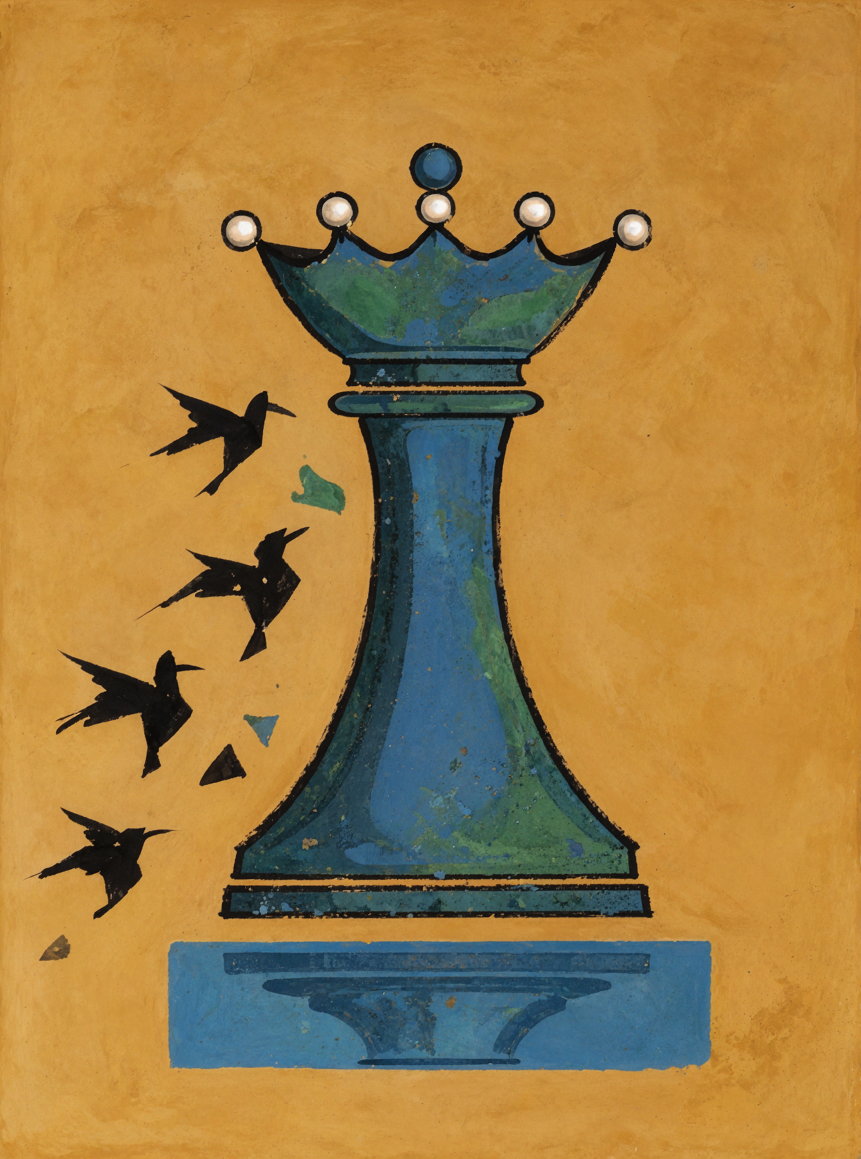 Obsidian Chess Queen · Dunhuang Mineral Colors — AI image creation