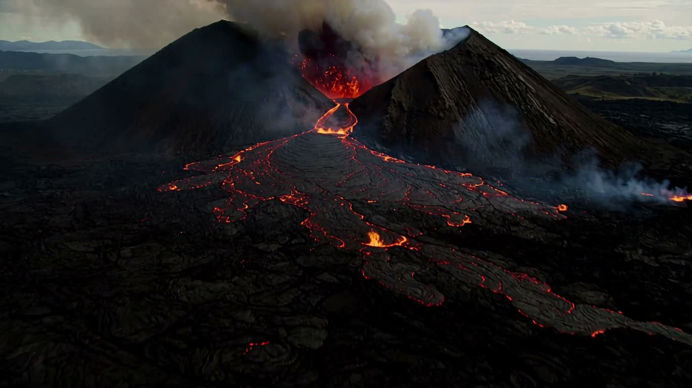 火山熔岩之上的惊险航拍 — AI video creation