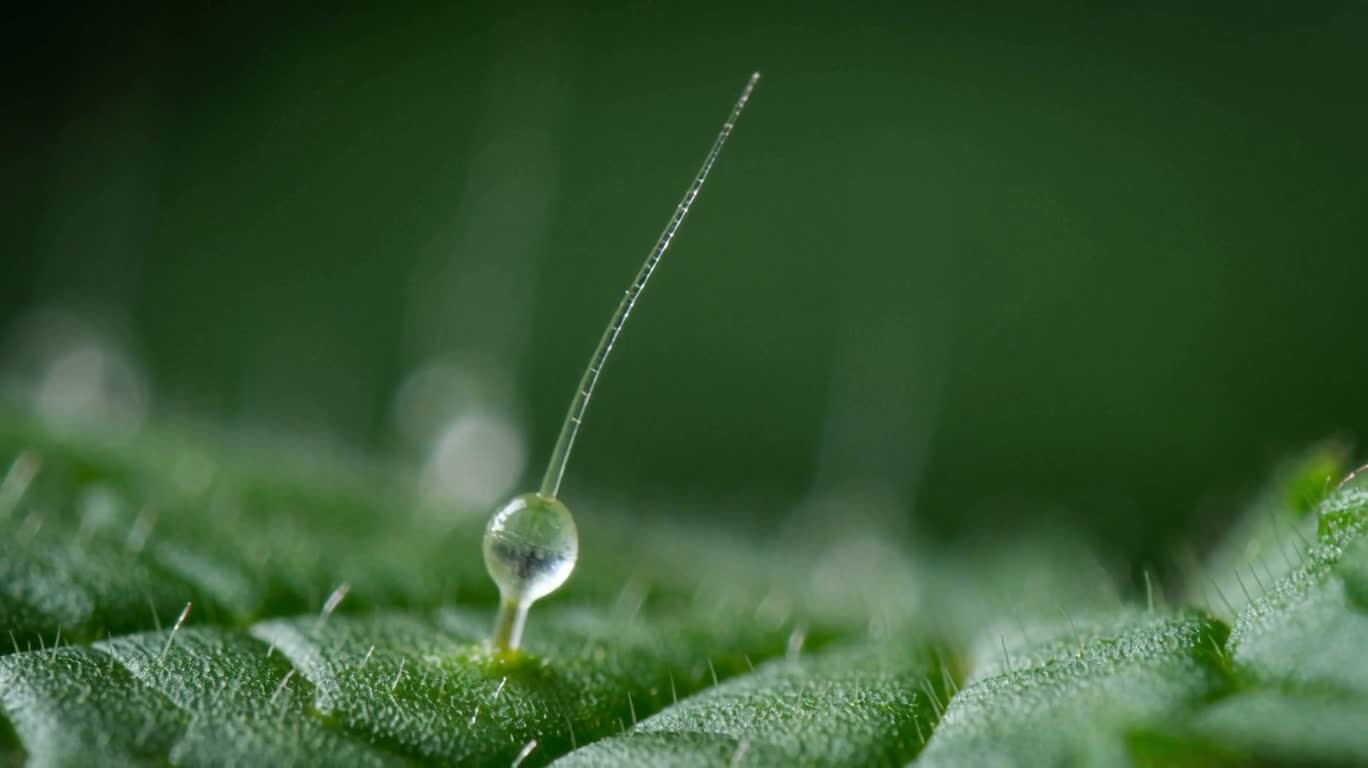 Microscopic Reveal of Stinging Nettle Leaf Spines — AI video creation