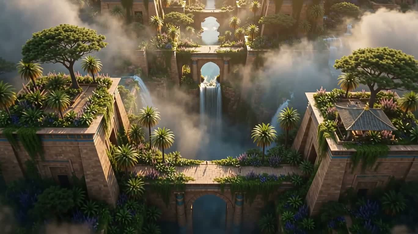 The Hanging Gardens of Babylon: A Surreal Oil Painting Wonderland