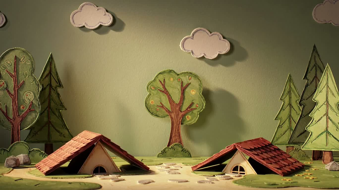 Conte de lumière chaleureuse d'un village en papier — AI video creation
