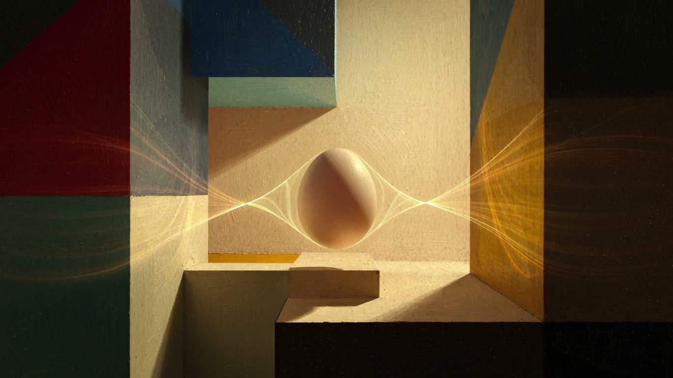 Formes d'œuf abstraites dans les traînées de lumière quantique