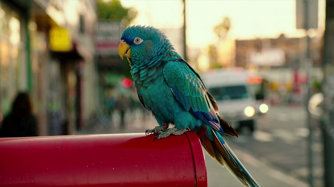 Blue-feathered Parrot in Morning Light