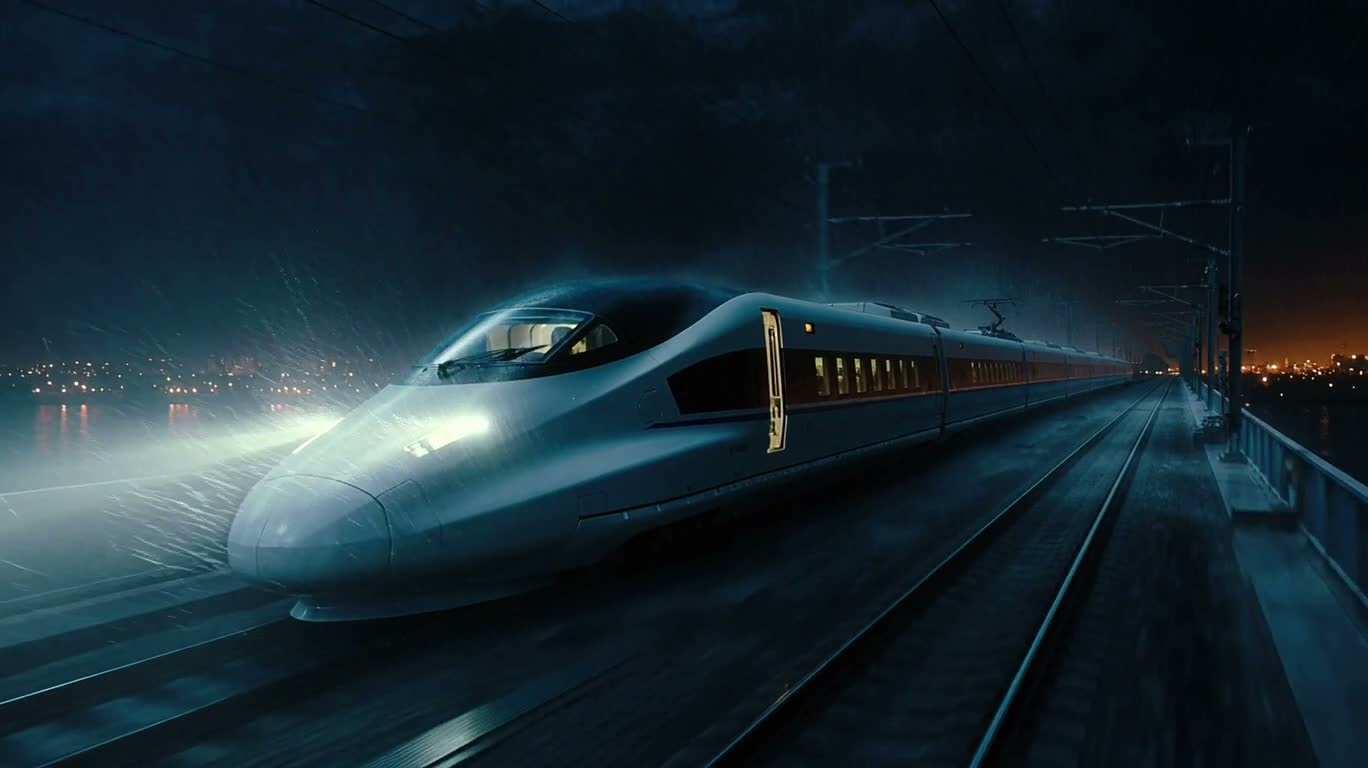 暴雨の中の怪獣列車突破
