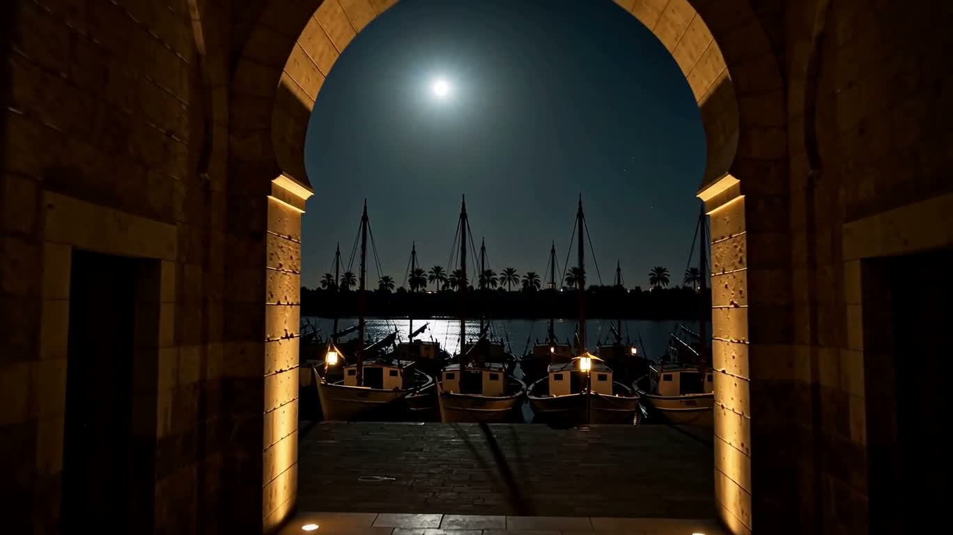 Felucca de Boulak sur le Nil au clair de lune