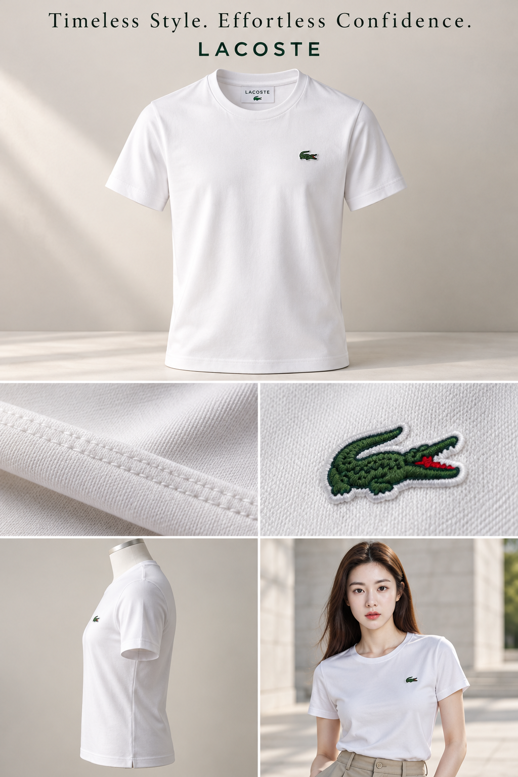 Lacoste经典T恤的极简时尚广告版式 — AI image creation