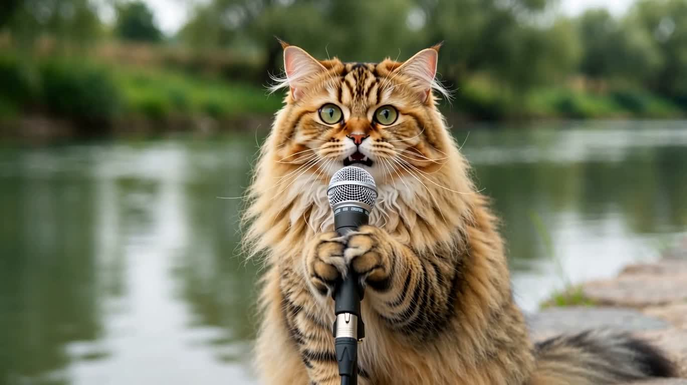 河畔金色安哥拉猫欢唱